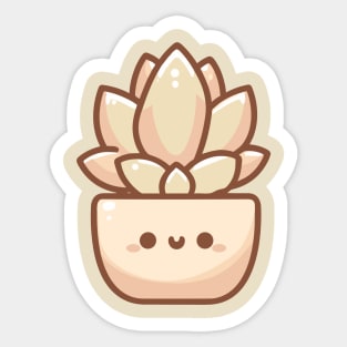 Cute Golden Succulent in a Pot | Kawaii Houseplant Illustration | Cute Kawaii Potted Plant Sticker